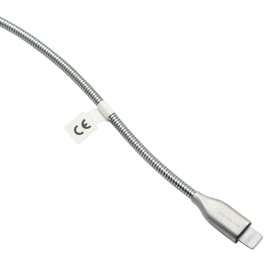 Volkano Iron Series Round Metallic Spring MFI Lightning Cable 1.2m - Silver