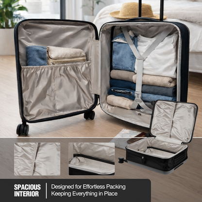 Expandable PP 55cm Carry On Luggage - Dark Grey