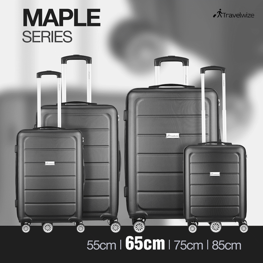 Travelwize Maple ABS 65cm 4-Wheel Spinner Luggage - Black