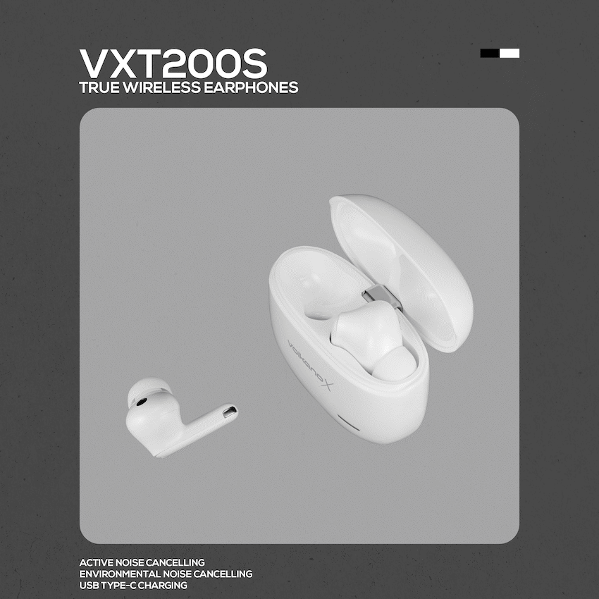 VolkanoX VXT200S Hybrid ANC TWS Earphones - White