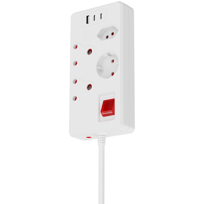 Ellies High Surge 4 Way Multi-plug PD20W Dual USB-C + USB - 0.5M - WT
