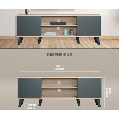 Everfurn Laurel TV Stand 1600w, Two Cupboards