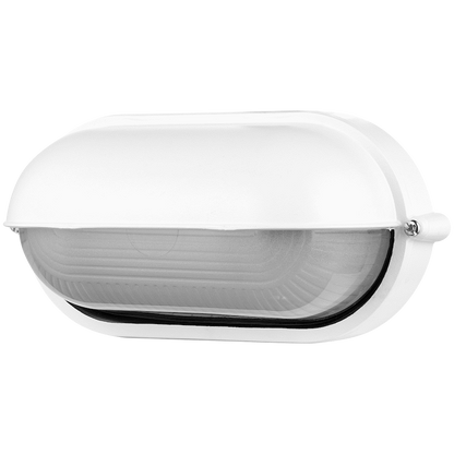 Ellies Arc Series - Large AC Oval Bulkhead - Aluminium + Glass - E27 Base -WT