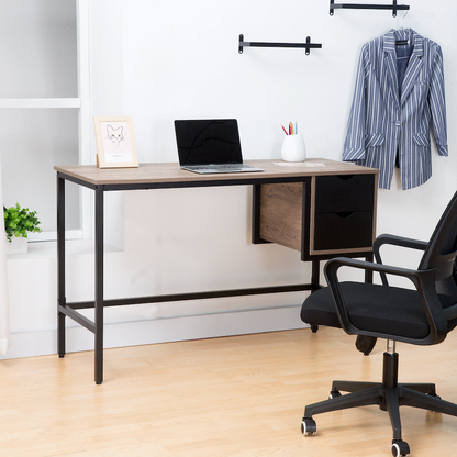 Everfurn Rampart Office Desk with Two Drawers, Powder-Coated Steel, Adjustable Feet