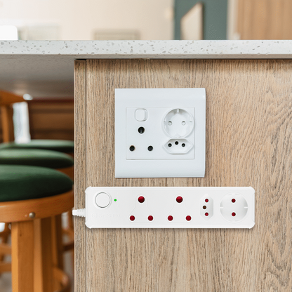 Switched 4-Way Medium Surge-Protected Multiplug 0.5m Cord - White