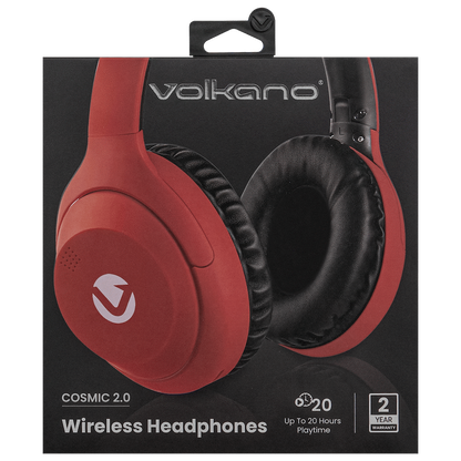 Volkano Cosmic 2 Series Bluetooth Headphones - Red