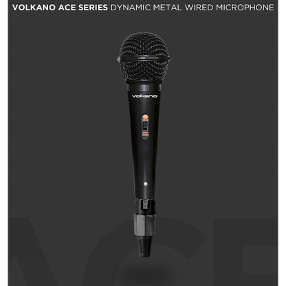 Volkano Ace Series Metal Wired Dynamic Vocal Microphone - Black