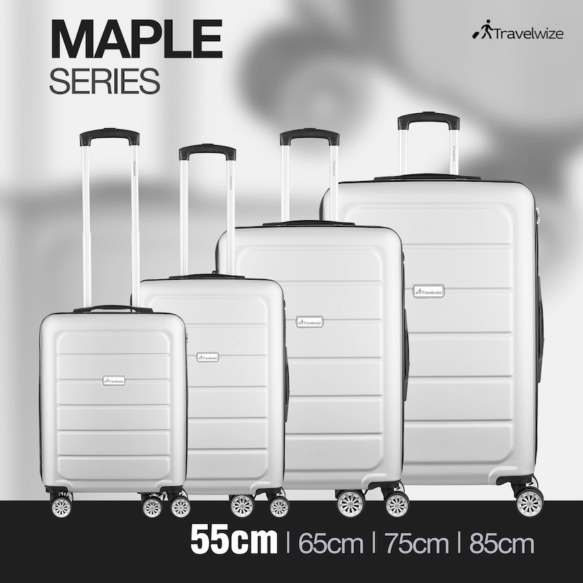 Travelwize Maple ABS 55cm 4-Wheels Spinner Luggage - Silver