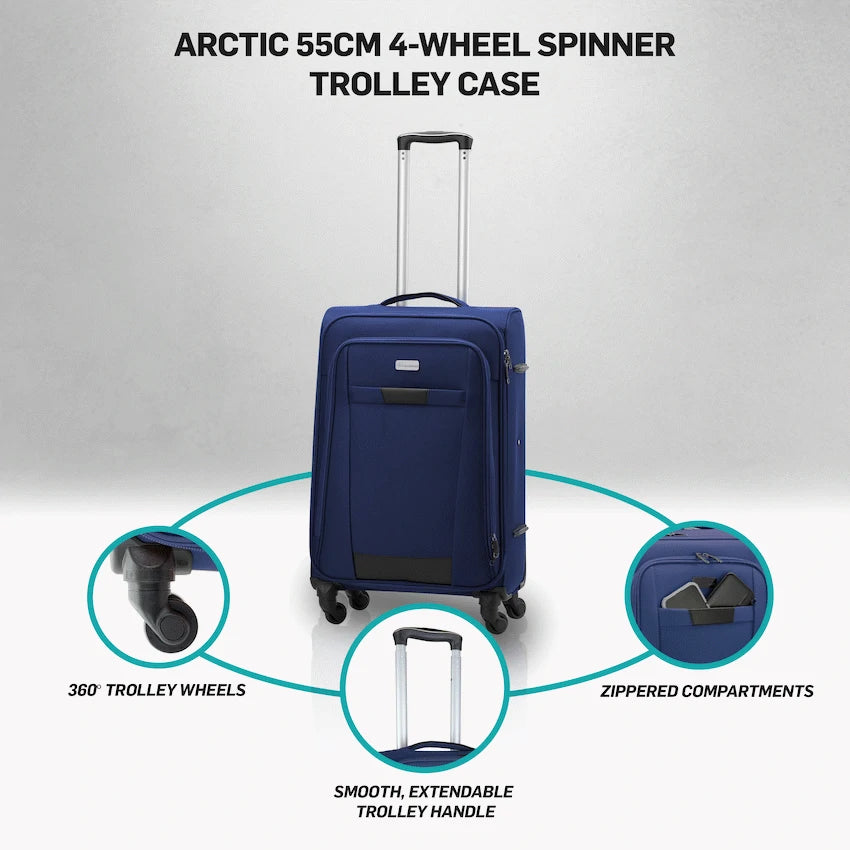 Travelwize Arctic 55cm 4-Wheel Spinner Trolley Case - Navy