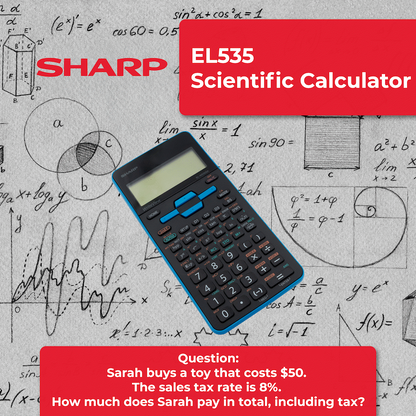 Sharp EL535 Scientific Calculator - 422 Functions- Blue