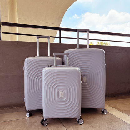 Travelwize Ripple PP 4-Wheel Spinner 3 Pc Luggage Set - Platinum