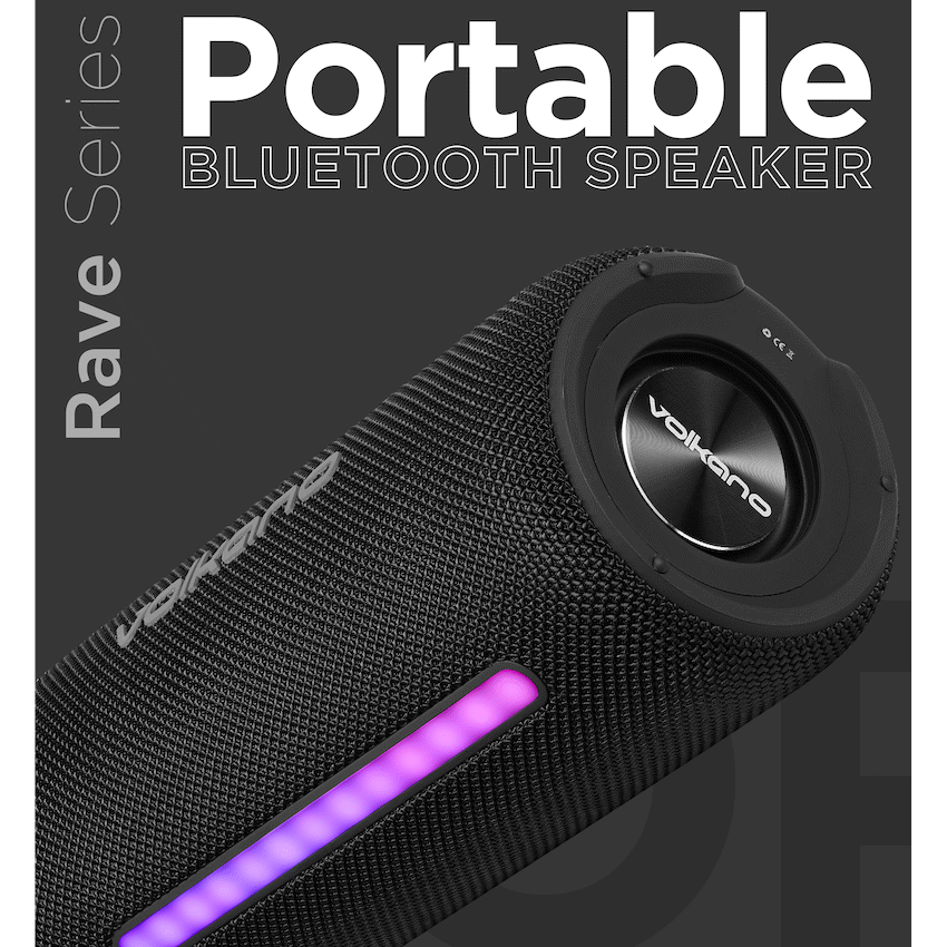 Volkano Rave Series Portable Bluetooth Speaker  - Black with grey buttons
