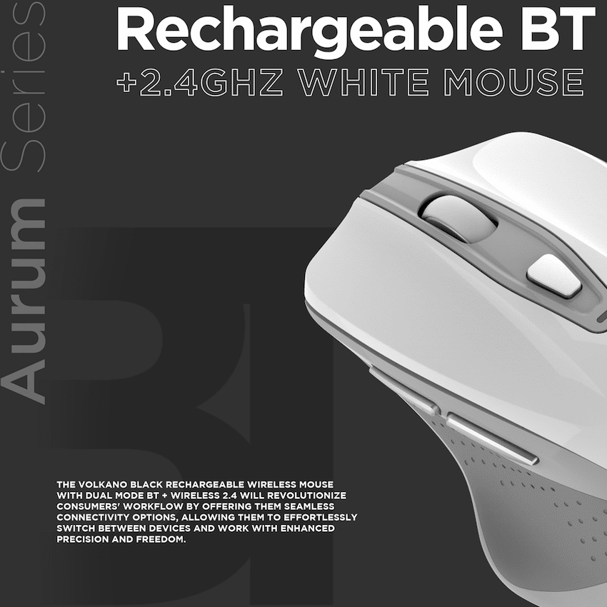 Volkano Aurum Series Bluetooth Wireless Mouse - White