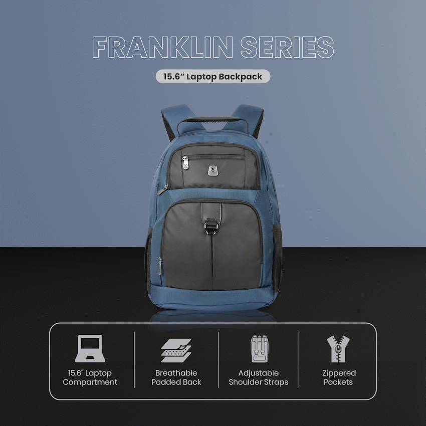 Volkano Franklin 15.6" Laptop Backpack - Navy/Black