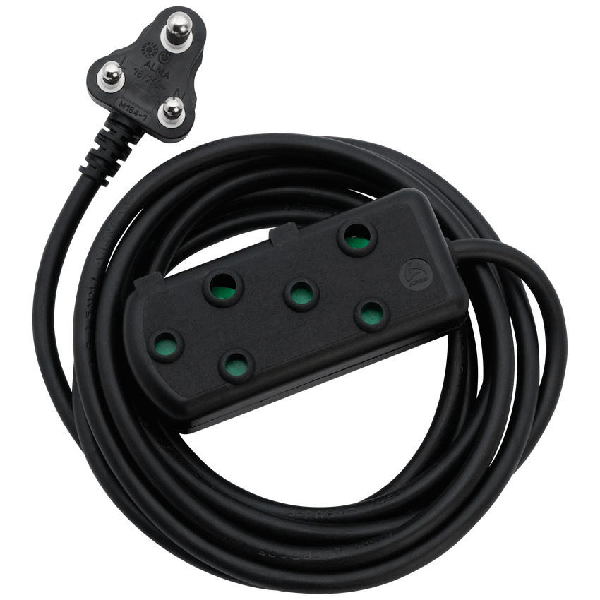 Switched Light Duty Side by Side (SBS) Extension Leads 5m - BK