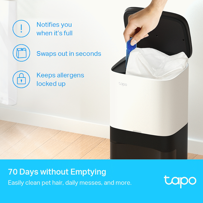 TP-Link Tapo RV10 Plus Robot Vacuum, Mop, Auto Empty, Gyroscope, 2600mah, 300ml