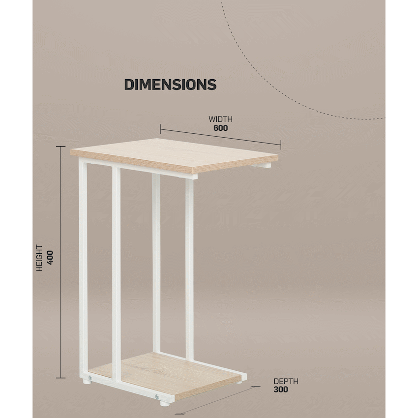 Everfurn Sofa Side Table - Oak and White