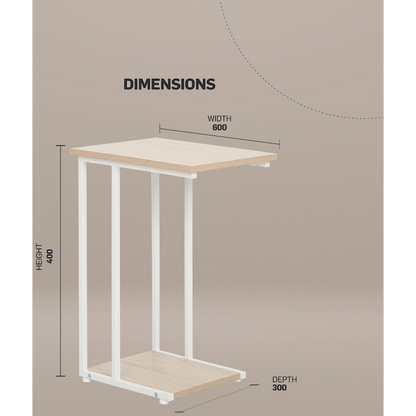 Everfurn Sofa Side Table - Oak and White