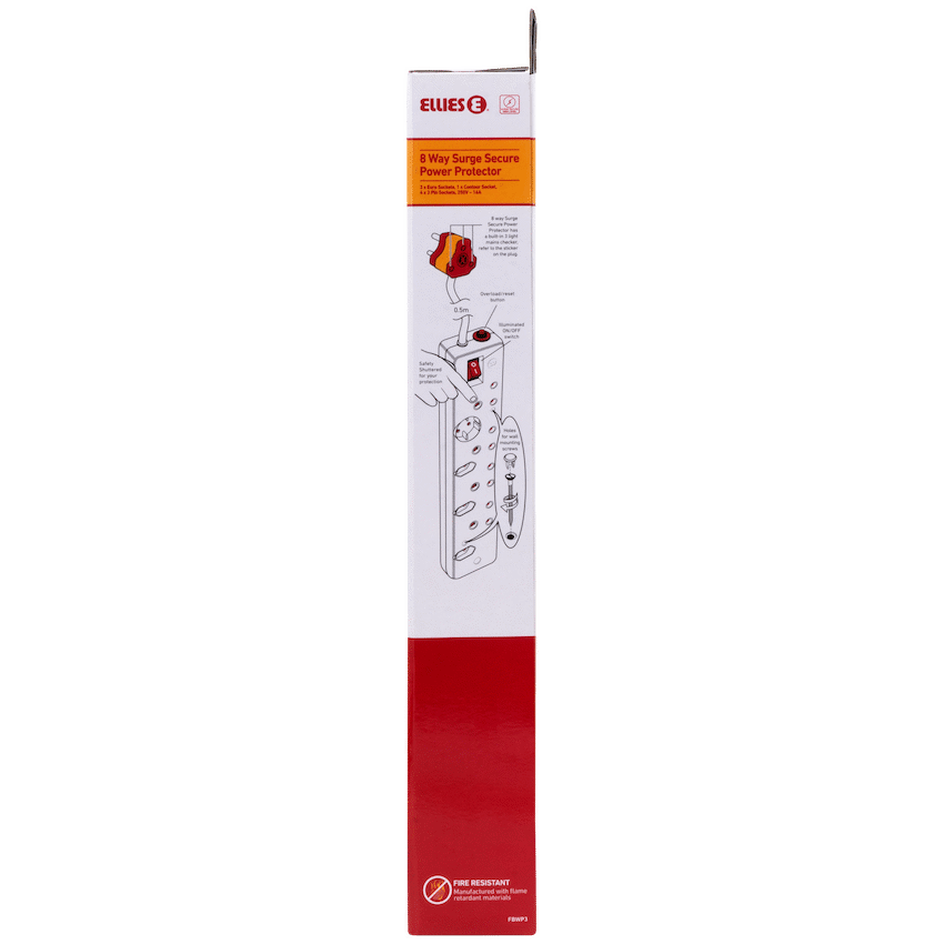 Ellies 8-Way High Surge Multiplug 0.5m