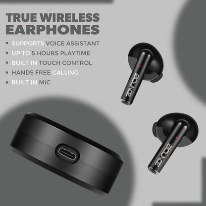 Bounce Proton Series True Wireless Earphones with Charging Case - Black