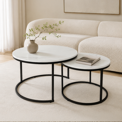 Everfurn Nile Nesting Coffee Table - Marble White