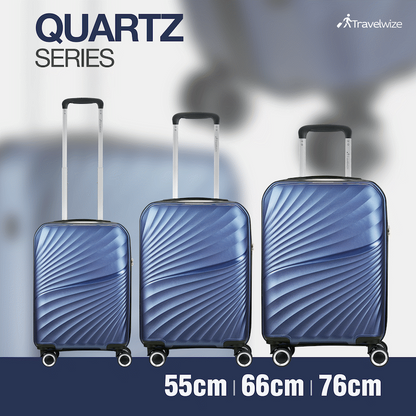 Travelwize Quartz PP 4-Wheels Spinner 3Pc Luggage Set Navy