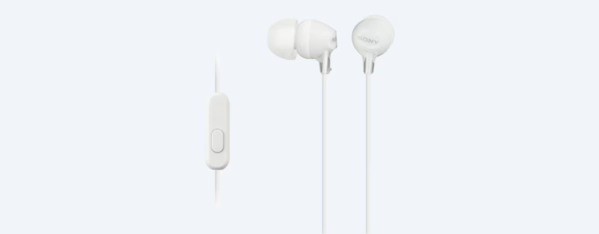 Sony MDR-EX15AP (White) InEar Earphone with Mic for iPhone - Android - Blackberry
