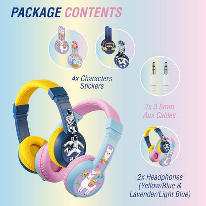 Volkano Sidekick Series Wired Kiddies Headphones With Share Port Lavenderlight Blue - Everyday Elektronics South Africa