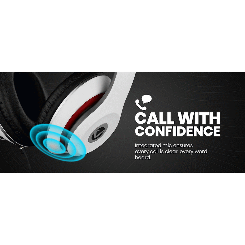 Volkano Falcon Series Headphones with Microphone - White