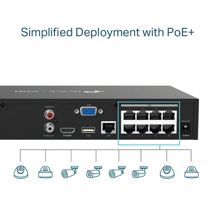 TP-Link Vigi NVR1008H-8P 8-Channel PoE+ Network Video Recorder