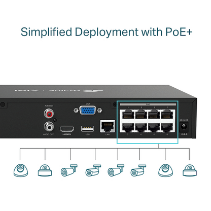 TP-Link Vigi NVR1008H-8P 8-Channel PoE+ Network Video Recorder