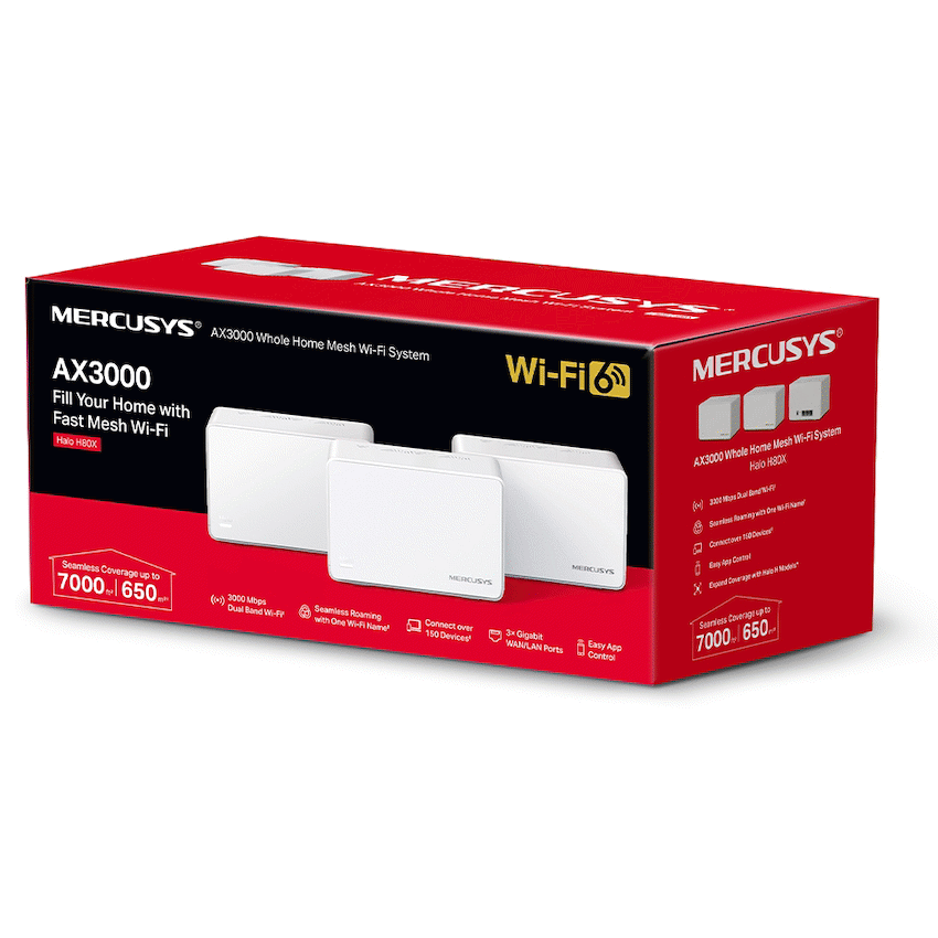 TP-Link Mercusys Halo H80X (3-Pack) AX3000 Wi-Fi 6 Mesh System