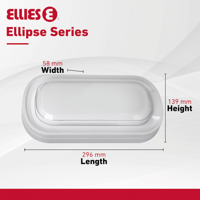 Ellies Ellipse Series AC 24W Capsule LED Bulkhead - PC - WT
