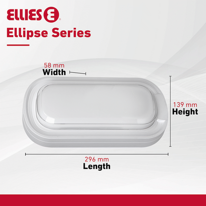 Ellies Ellipse Series AC 24W Capsule LED Bulkhead - PC - WT