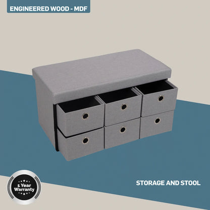 Foldable Storage Ottoman with Six Drawers
