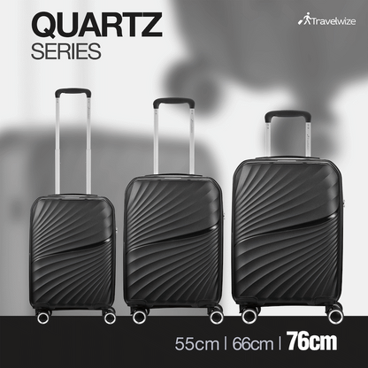 Travelwize Quartz PP 76cm 4-Wheel Spinner Luggage - Black