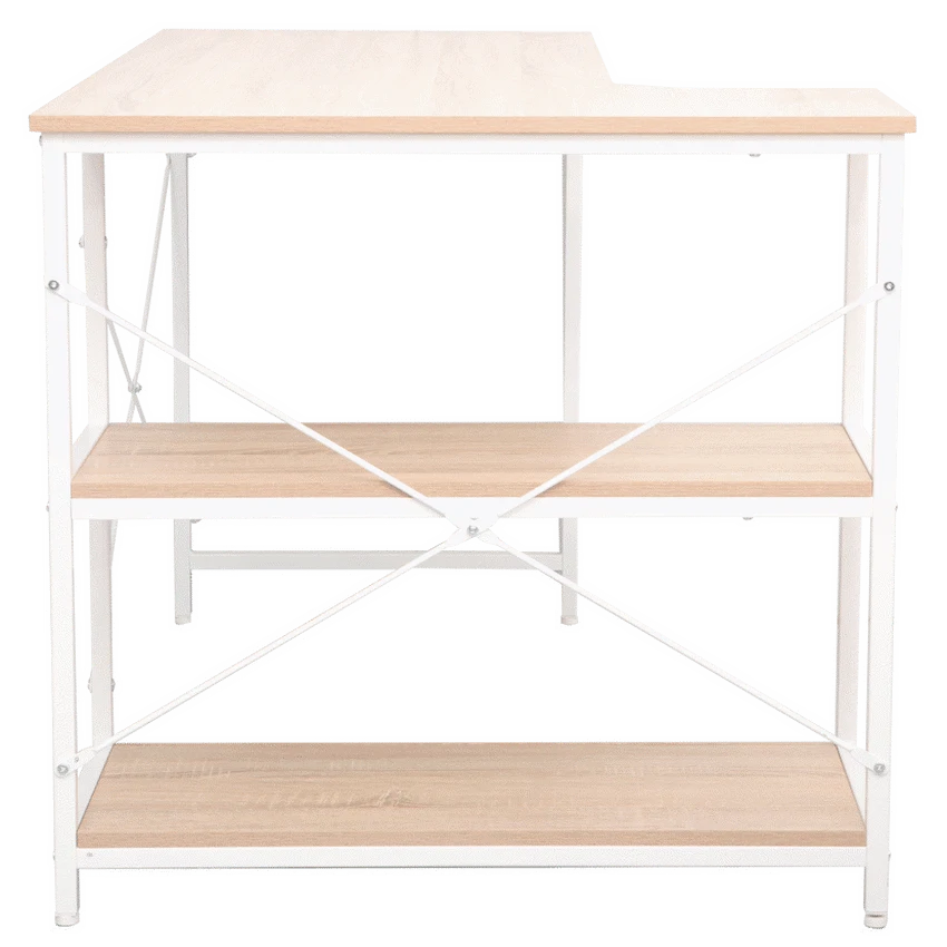 Everfurn Anthony Work Desk - Light Oak and White Frame