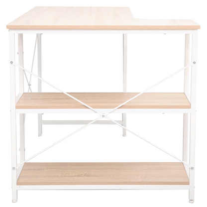 Everfurn Anthony Work Desk - Light Oak and White Frame