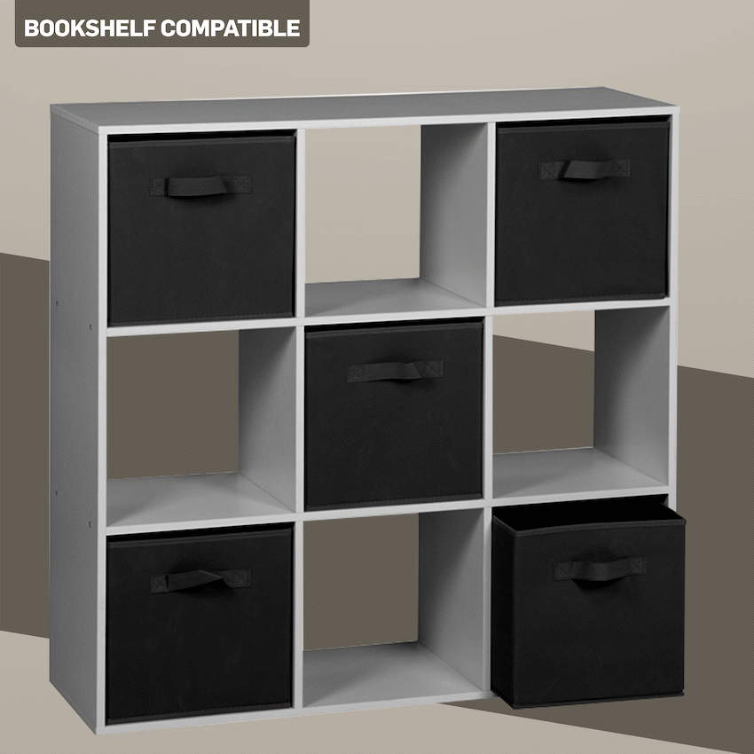 Everfurn Storeman Black, Collapsible Fabric Organiser Storage Basket - Single