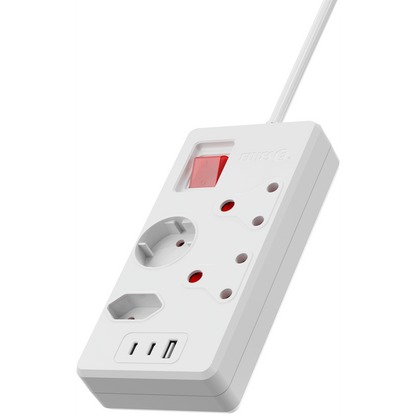 Ellies High Surge 4 Way Multi-plug PD20W Dual USB-C + USB - 0.5M - WT