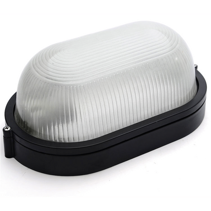 Ellies Illume Series - AC Oval Bulkhead - Aluminium + Glass - E27 Base - BK