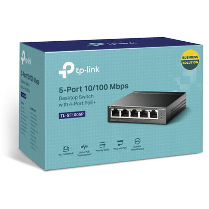 TP-Link TL-SF1005P 5-Port 10/100Mbps Desktop Switch with 4-Port PoE+