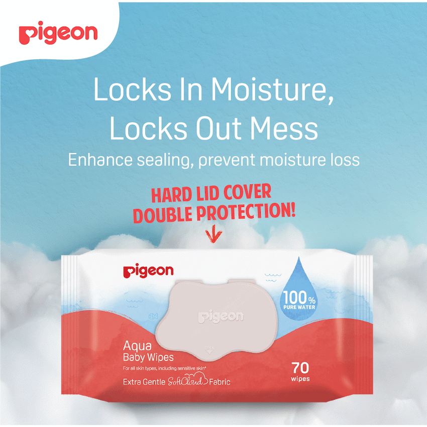 PIGEON AQUA BABY WIPES 70's FLIPTOP  3-IN-1