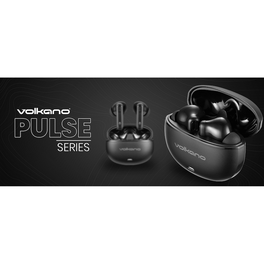 Volkano Pulse Series True Wireless Earphones with Charging Case - Black