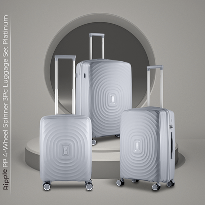 Travelwize Ripple PP 4-Wheel Spinner 3 Pc Luggage Set - Platinum