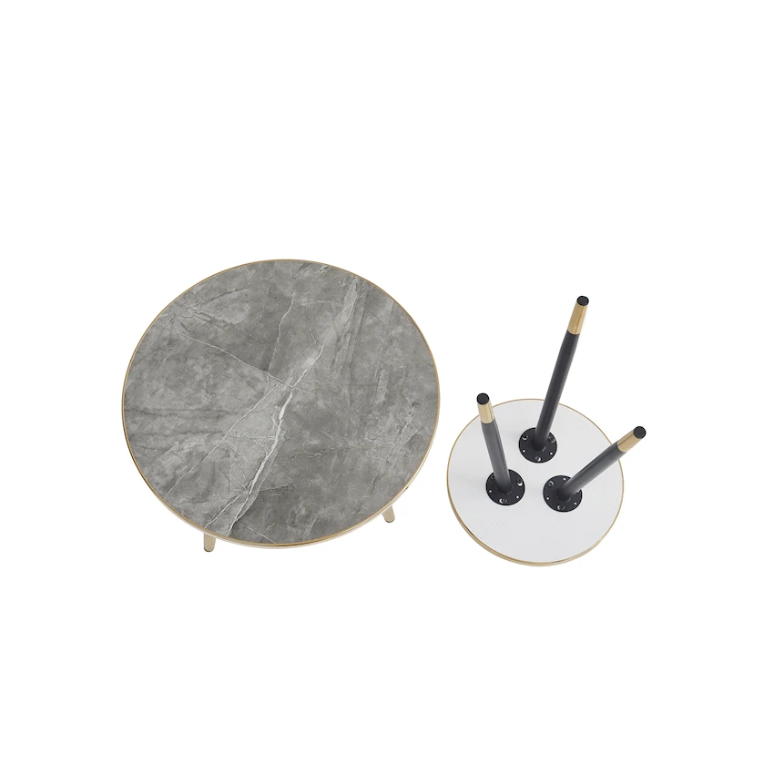 Everfurn Diana Coffee Table Grey Marble with Black Legs