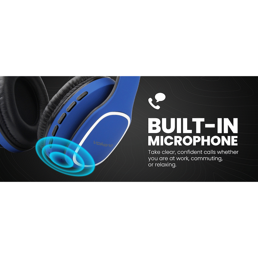 Volkano Phonic Series Bluetooth Full Size Headphones - Blue