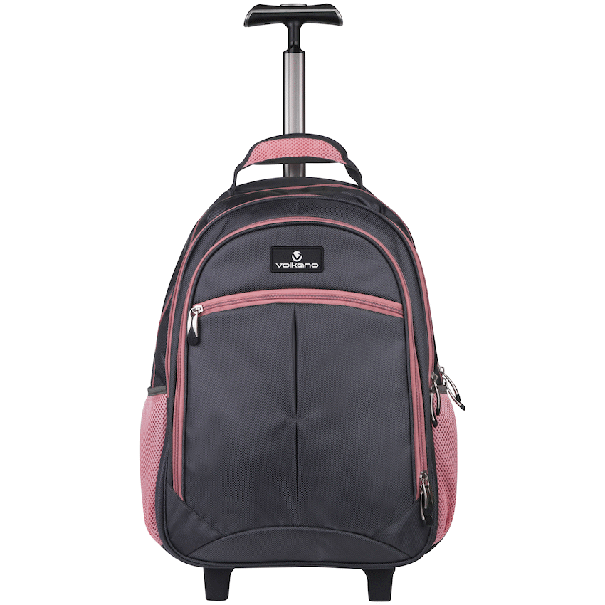 Volkano Orthopaedic Trolley Backpack 27L - Dark Grey/Pink