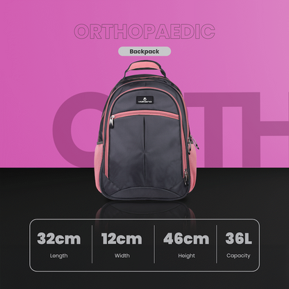 Volkano Orthopaedic Backpack 27L - Dark Grey/Pink