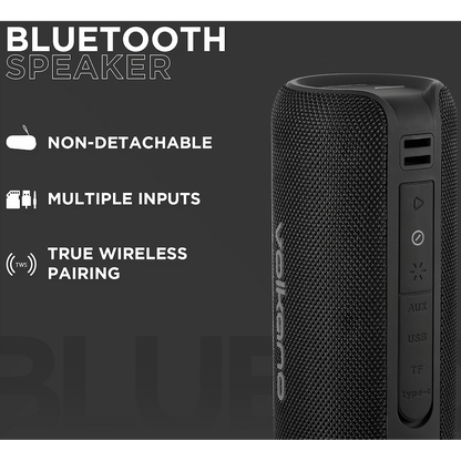 Volkano Rave Series Portable Bluetooth Speaker  - Black with grey buttons
